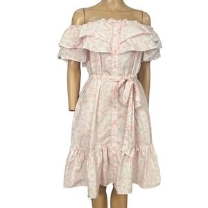 Lisa Marie Fernandez Target Floral Dress Off The Shoulder Ruffle